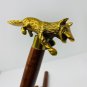 Leopard Brass Handle Wood Walking Stick Cane Antique Vintage For Gift Nautical