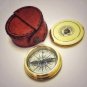 Brass Compass Engraved with Robert Frost Poem, Complete with Leather Case