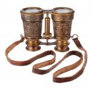 Engraved Leather Belt Vintage Binoculars, Unique Nautical Bird Watching Binocula