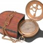 Brass Antique Poem Compass with Brown Leather Case Free Rustic Vintage gift Item