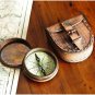 Brass Antique Poem Compass with Brown Leather Case Free Rustic Vintage gift Item