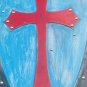 Wooden Shield Templar Crusader Shield Medieval Wooden Shield with Red Cross