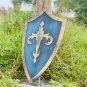Wooden Shield Medieval Crusader Shield Blue Gold Wooden Shield Medieval