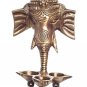 Brass Ganesha Wall Hanging Multicolor Puja Idol Oil Lamp Three Diyas and Bells 9