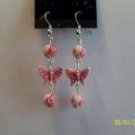 Little Girls Butterfly and Rose Dangle Earrings