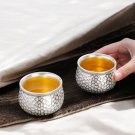 2PCS,  Silver-Plated Ceramic Tea Cup,  Beehive Patterned