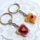 Peanut Butter and Jelly Heart Keychain or Purse Charm Set, Best Friend's Keychains, Great Gift!