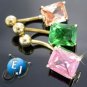 3 PC Lot Gold Plated Belly Button Navel Rings NEW