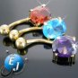 3 PC Lot Gold Plated Navel Belly Button Rings NEW