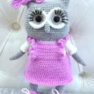 Handmade crochet owl in pink dress