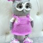 Handmade crochet owl in pink dress