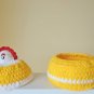 Handmade crochet chicken basket