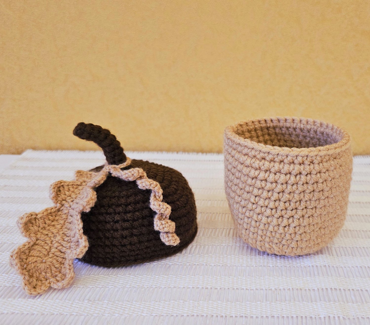 Handmade decorative acorn basket