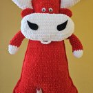 Handmade plush angry red bull crochet with love