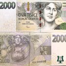 2000 Korun Czech Republic AU 2007 Pick#26, PREFIX M, CHEAPER IN EUR, SEE DESCR.