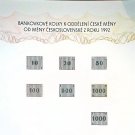 Czech Republic fiscal stamps for banknotes 1993 UNC official reprint