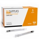 1ml sterile Luer lock syringes, no needle, individually wrapped, 100 pack.