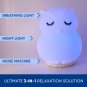 Breathing Owl Mindfulness Device 4-7-8 Guided Light, Night Lamp & Sound Machine for Stress & Sleep