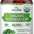 Zazzee Organic Moringa 20:1 Extract Capsules Antioxidant Immune Support 180 Vegan Caps