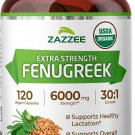 Zazzee Organic Fenugreek 30:1 Extract Capsules Lactation Support Non GMO 120 Vegan Caps Zazzee Organic Fenugreek 30:1 Extract Capsules Lactation Support Non GMO 120 Vegan Caps