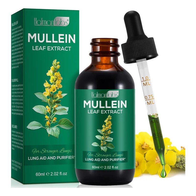 Mullein Drops for Lungs 60ml Mullein Leaf Extract with Chlorophyll Respiratory Support Herbal