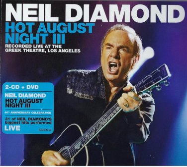 neil diamond - hot august night III 2CDs + DVD NTSC 3-discs 2018 capitol like new B0028149-00