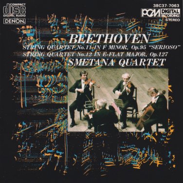 beethoven: string quartets nos 11 & 12 - smetana quartet CD 1984 denon japan like new 38C37-7063