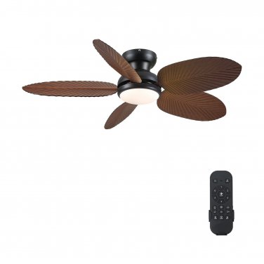 Low Profile Ceiling Fans w/ Lights and Remote/APP Control 45" Leaf Shaped Blades