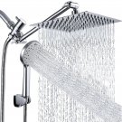 Chrome 8"Rain Shower Head with Handheld Spray Combo High Pressure Adjustable Arm
