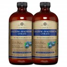 2x Solgar Liquid Calcium Magnesium Citrate Vitamin D3 Natural Blueberry 16 oz