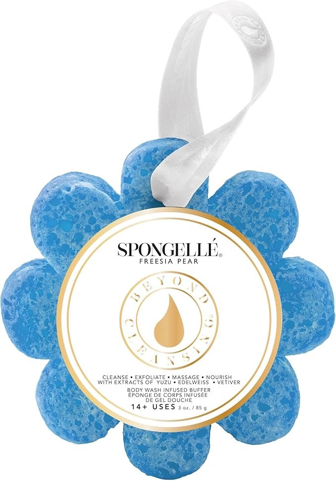 Spongelle Freesia Pear Wild Flower Buffer Body Scrubber | Bath & Shower Loofah for Women