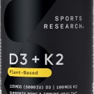 Sports Research® Vitamin D3 + K2 w/ Coconut Oil - Vegan Vitamin D 5000iu