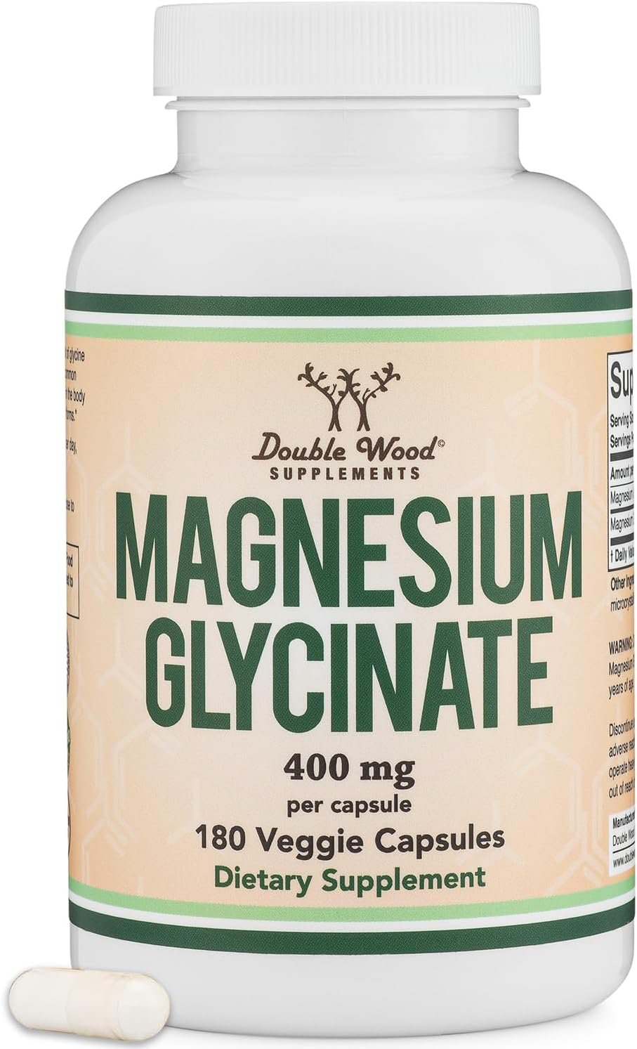 Double Wood Supplements Magnesium Glycinate 400mg | 180 Capsules