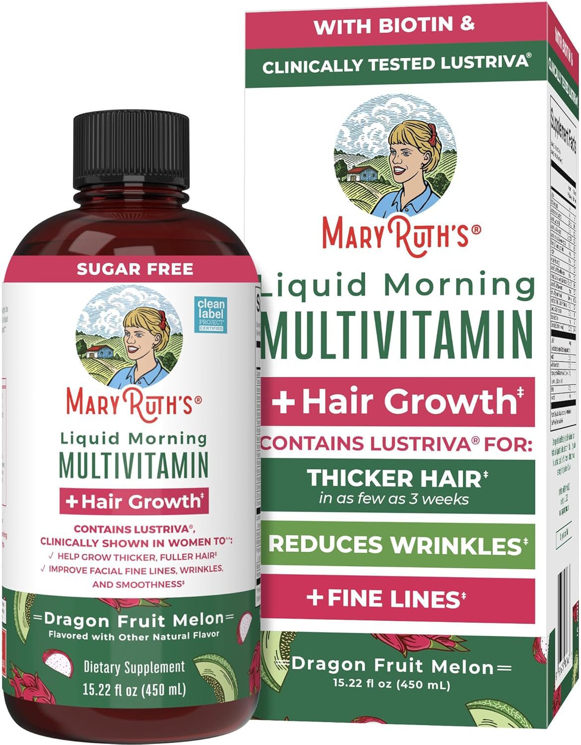 MaryRuth's Liquid Multivitamin + Hair Growth | Biotin 10000mcg | Lustriva Hair