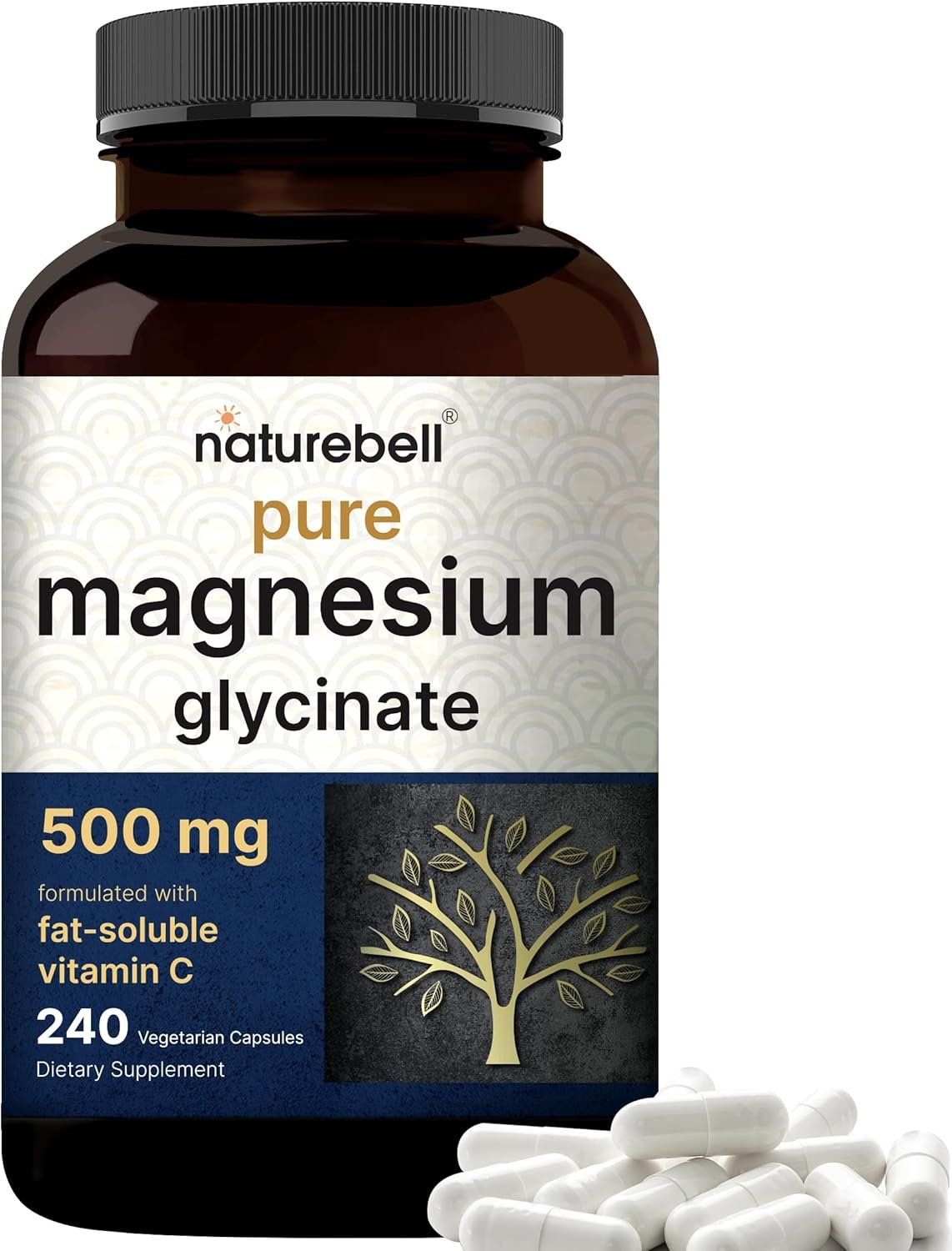NatureBell Magnesium Glycinate Capsules 500mg | 240 Count