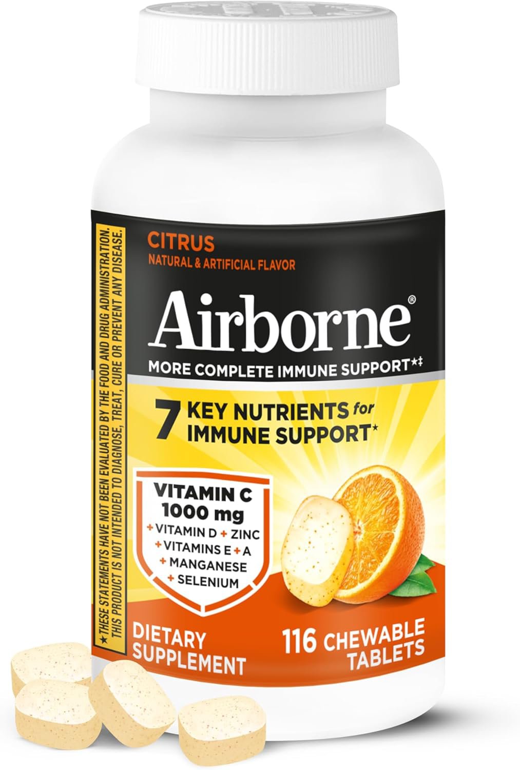 Airborne Vitamin C 1000mg (per Serving) - Citrus Chewable Tablets