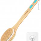 Metene Shower Brush with Soft and Stiff Bristles, Bath Dual-Sided Long Handle Back