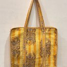 Sac fourre-tout matelassé fait main imprimé tigre jaune broderie rayée transport convivial