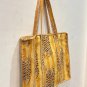 Sac fourre-tout matelassé fait main imprimé tigre jaune broderie rayée transport convivial