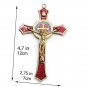 St Benedict Cross Red Enamel Necklace Catholic Saint Jesus Crucifix Pendant