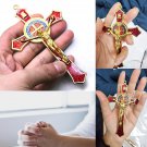 St Benedict Cross 4" Pendant Necklace Catholic Saint Jesus Crucifix Red Enamel St Benedict Cross 4" Pendant Necklace Catholic Saint Jesus Crucifix Red Enamel