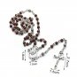 Brown Wood Cross Rosary Necklace Religious Catholic Crucifix Jesus Pendant Small