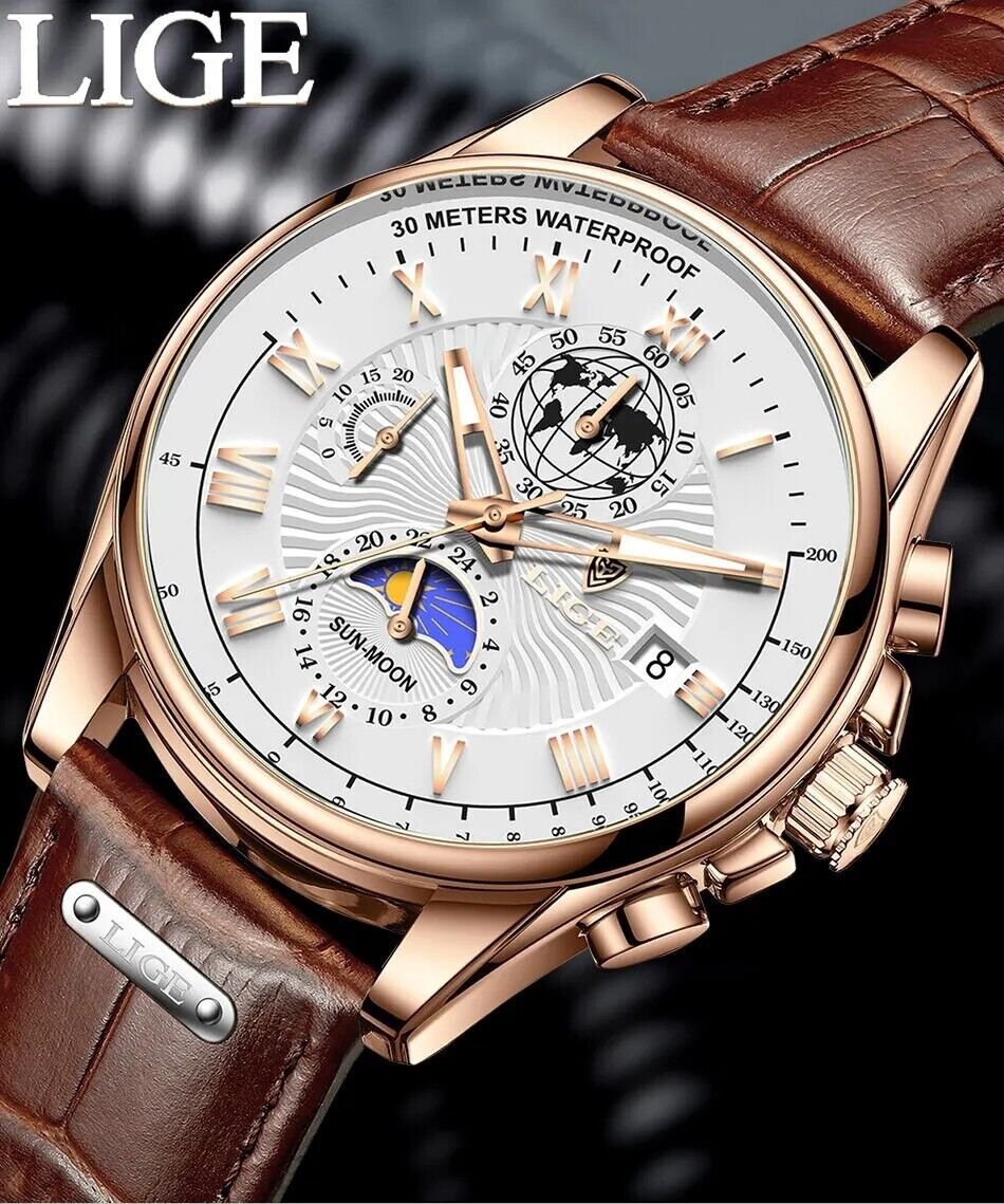 Relojes para hombre Reloj de pulsera de cuero de lujo de primeras marcas Moda