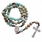 Blessed Catholic Rosary Necklace Pendant Oval Beads Crucifix Christian Jesus