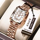 Reloj de cuarzo de oro rosa para mujer, acero inoxidable, resistente al agua