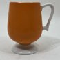 Vintage Retro Pedestal Coffee Mugs Set of 2 – Orange & Turquoise Ceramic Cups