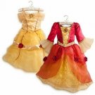 PRINCESS BELLE COSTUME DRESS GOWN 2 PACK SIZE 5/6 DISNEY STORE RED YELLOW NEW