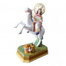 Antique Saint Barbara on Horse Statue Santa Barbara a Caballo Glass Eyes Dimosa Spain