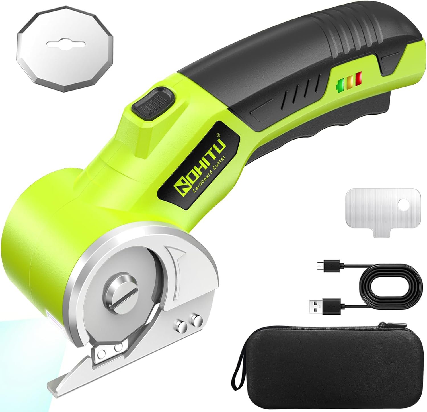 Cordless Electric Scissors: 4V Rechargeable Rotary Cardboard Cutter, 3000mAh Battery