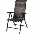 Outdoor/Indoor Folding Patio Chair with Brown Rattan Seat and High Back-Rest Outdoor/Indoor Folding Patio Chair with Brown Rattan Seat and High Back-Rest